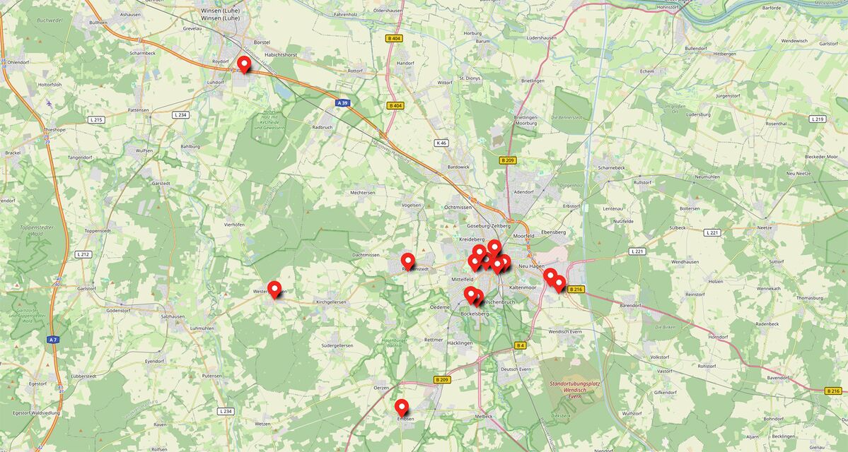 Übersichtskarte aller öffentlichen Lünestrom-Ladestationen